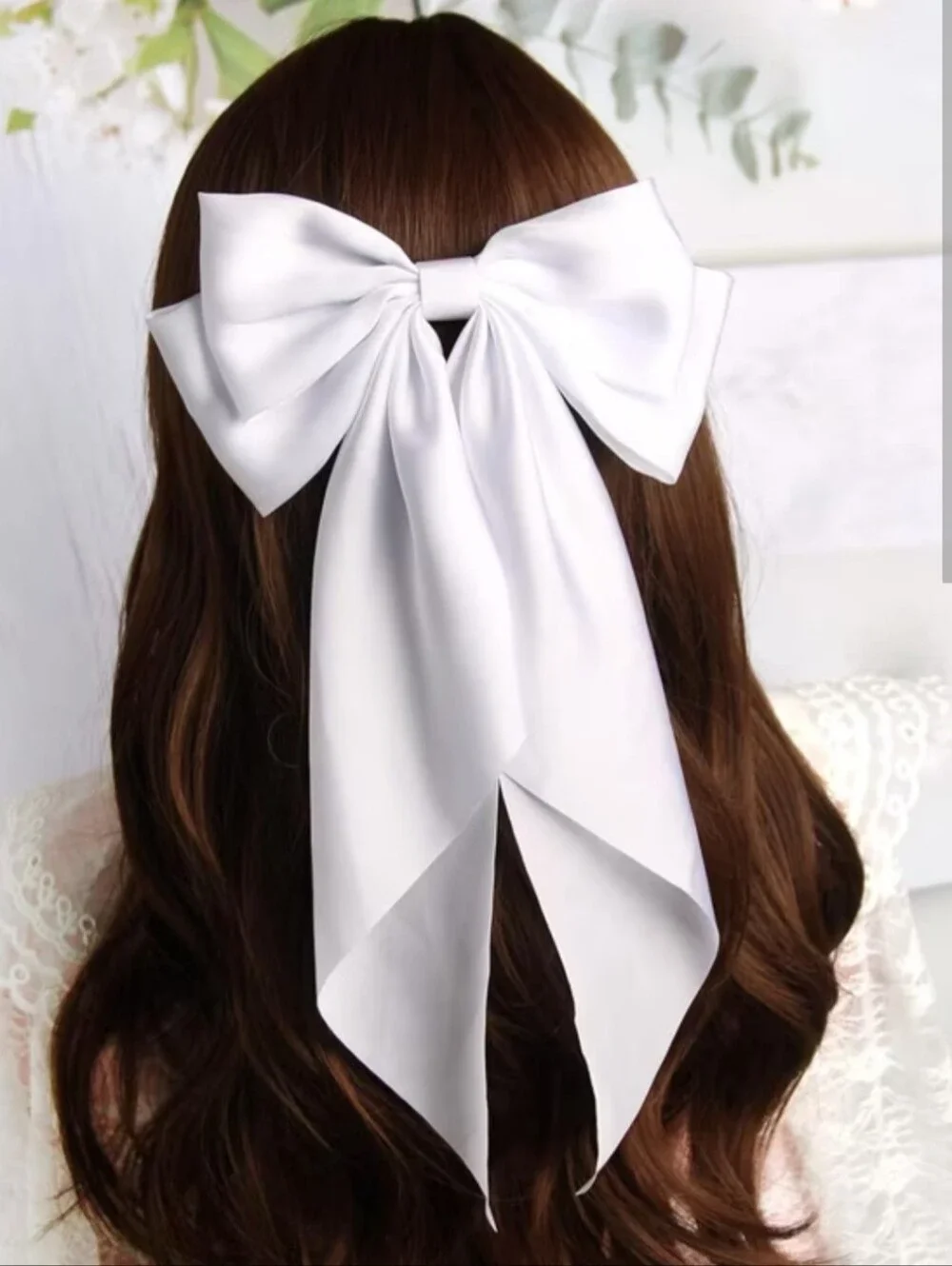 Elegant White Satin Ribbon Bow Barrette